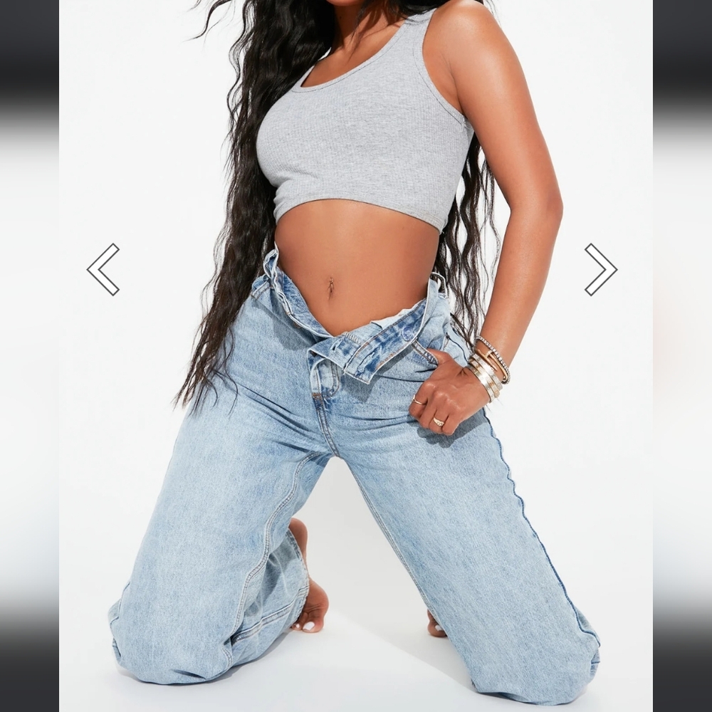 Fashion Nova Tall Crossover Straight Leg Jeans size 9  /  30x35 - Picture 9 of 16
